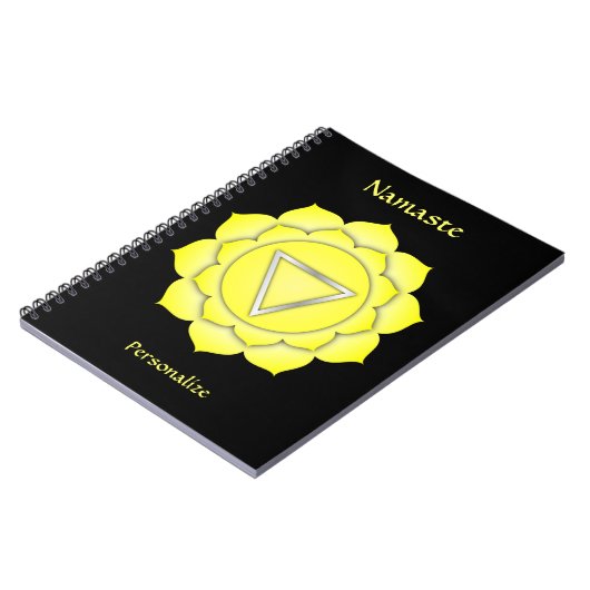 Elegant Namaste Yellow Solar Chakra personalize Notizblock (Linke Seite)