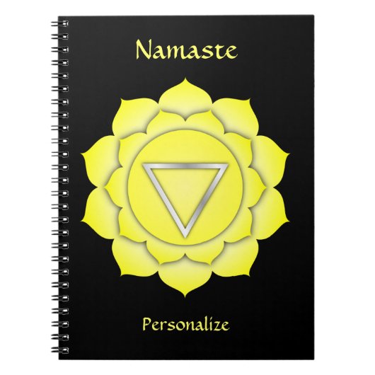 Elegant Namaste Yellow Solar Chakra personalize Notizblock (Vorderseite)