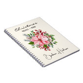 Elegant Name || Christmas Notes Pink Poinsettia Notizblock (Rechte Seite)