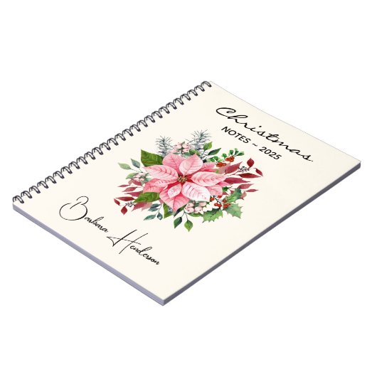 Elegant Name || Christmas Notes Pink Poinsettia Notizblock (Linke Seite)