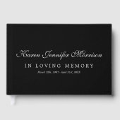 Elegant Name Gray Script Black In Loving Memory Gästebuch (Vorderseite)