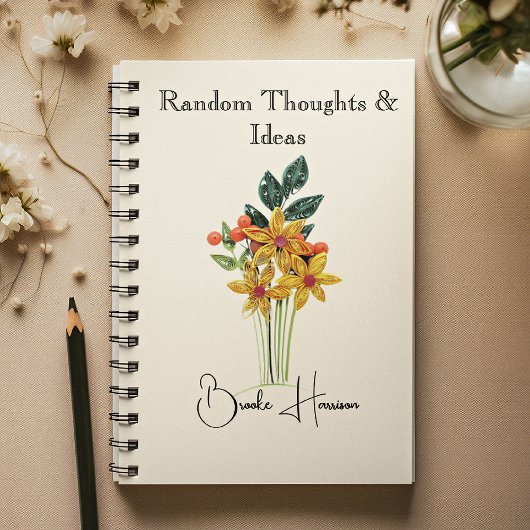 Elegant Name || Modern Paper Quilled Flowers Notizblock