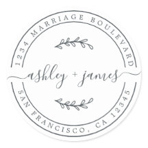 Elegant Names Black White Wedding Return Address
