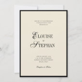 Elegant Names Ivory and Black Old Money Wedding Einladung (Vorderseite)