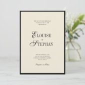 Elegant Names Ivory and Black Old Money Wedding Einladung (Stehend Vorderseite)