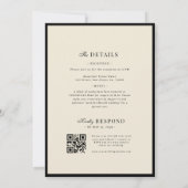 Elegant Names Ivory and Black Old Money Wedding Einladung (Rückseite)