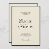 Elegant Names Ivory and Black Old Money Wedding Einladung (Vorne/Hinten)