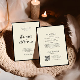 Elegant Names Ivory and Black Old Money Wedding Einladung