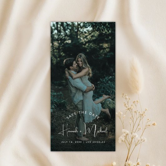 Elegant Names Script Modern Wedding Photo Bookmark Save The Date