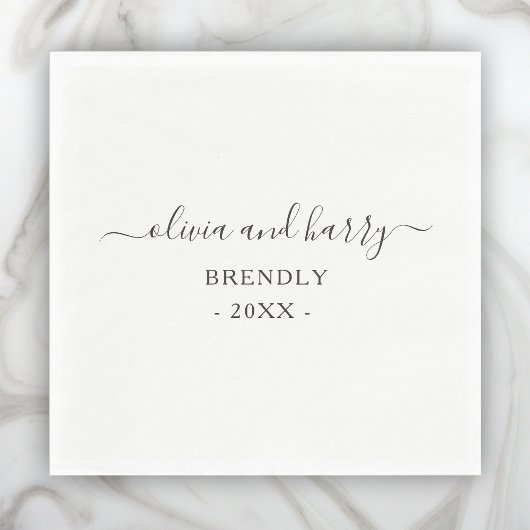 Elegant Names Wedding Paper Napkins Serviette