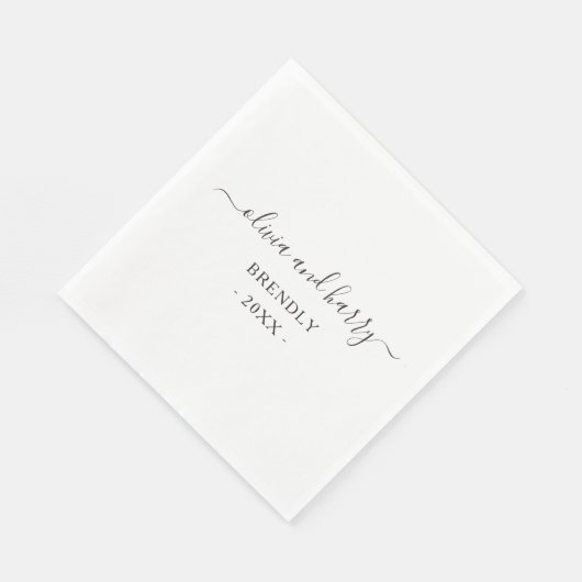 Elegant Names Wedding Paper Napkins Serviette (Ecke)