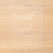 Elegant NAMES White Wedding Modern Calligraphy Acryleinladungen (Vorderseite)