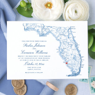 Elegant Naples Florida Map Wedding Einladung