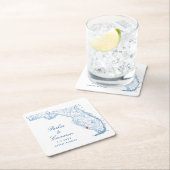 Elegant Naples Florida Map Wedding Rechteckiger Pappuntersetzer (Vor Ort)