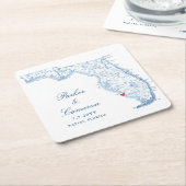 Elegant Naples Florida Map Wedding Rechteckiger Pappuntersetzer (angewinkelt)