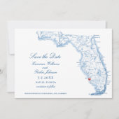 Elegant Naples Florida Wedding Navy Karte (Vorderseite)