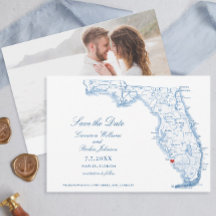 Elegant Naples Florida Wedding Navy Karte