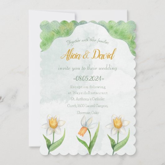 Elegant Narcissus Blume Einladung Hochzeit (Vorderseite)