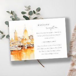 Elegant Nashville City Skyline Hochzeitsempfang Begleitkarte