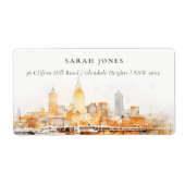 Elegant Nashville City Skyline Wasserfarbadresse (Vorne)