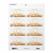 Elegant Nashville City Skyline Wasserfarbadresse (Vorne)