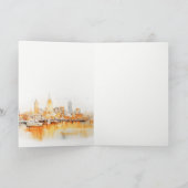 Elegant Nashville City Skyline Watercolor Wedding Dankeskarte (Innenseite)