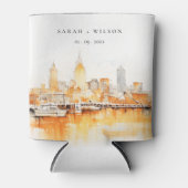 Elegant Nashville City Skyline Watercolor Wedding Dosenkühler (Vorderseite)