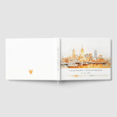 Elegant Nashville City Skyline Watercolor Wedding Gästebuch (Voll)