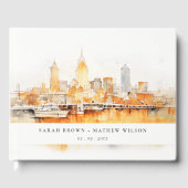 Elegant Nashville City Skyline Watercolor Wedding Gästebuch (Vorderseite)