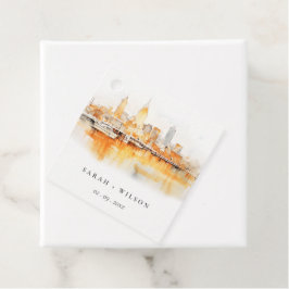 Elegant Nashville City Skyline Watercolor Wedding Geschenkanhänger