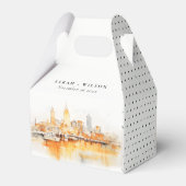 Elegant Nashville City Skyline Watercolor Wedding Geschenkschachtel (Rückseite)