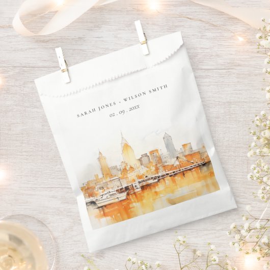 Elegant Nashville City Skyline Watercolor Wedding Geschenktütchen (Ausgeschnitten)