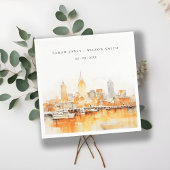Elegant Nashville City Skyline Watercolor Wedding Serviette