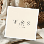 Elegant natural cream initial wedding couples serviette