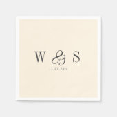 Elegant natural cream initial wedding couples serviette (Vorderseite)