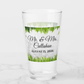 Elegant Natural Ferns Romantische Blätter Hochzeit Glas (Rückseite)