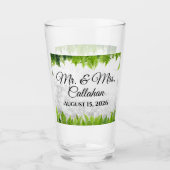 Elegant Natural Ferns Romantische Blätter Hochzeit Glas (Vorderseite)