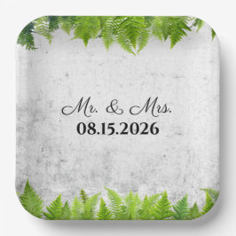 Elegant Natural Ferns Romantische Blätter Hochzeit Pappteller