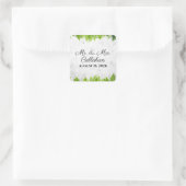 Elegant Natural Ferns Romantische Blätter Hochzeit Quadratischer Aufkleber (Tasche)