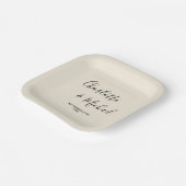 Elegant Natural White Script Minimalist Wedding Pappteller (Gewinkelt)