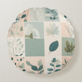 Elegant Nature Patchwork Rundes Kissen