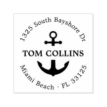 Elegant Nautical Anchor | Runde Rücksendeadresse