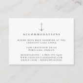 Elegant Nautical Anchor Wedding Accommodations Begleitkarte (Vorderseite)