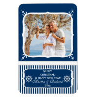 Elegant Nautical Beach Foto Merry Christmas Magne