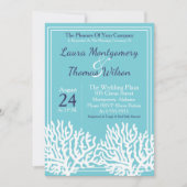 Elegant Nautical Beach White Sea Coral Wedding Einladung (Vorderseite)