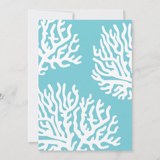 Elegant Nautical Beach White Sea Coral Wedding Einladung (Rückseite)