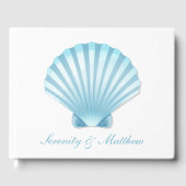Elegant Nautical Blue Seashell Beach Wedding Gästebuch (Vorderseite)