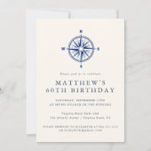 Elegant Nautical Compass Adult Birthday Party Einladung (Vorderseite)