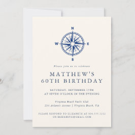 Elegant Nautical Compass Adult Birthday Party  Einladung