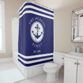 Elegant Nautical Navy Blue Anchor Family Duschvorhang (Beispiel)